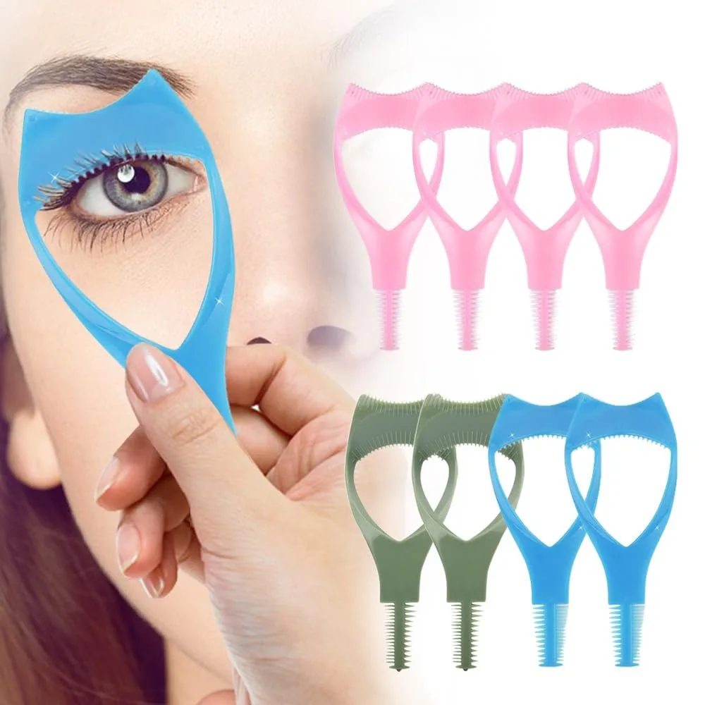 Eyeliner Assistant 3-In-1 Eyelash Comb Template Protect Eyes Guide Mascara Shield Cosmetic Crystal Make Up Brush Applicator Tool