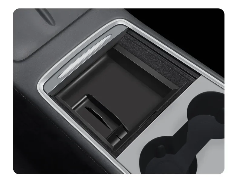 Für Tesla Modell Y 3, Mittelkonsole Lagerung Organizer Box Tablett Armlehne Versteckte Box Bins Tasse Halter Auto Innen Zubehör – Detail 6