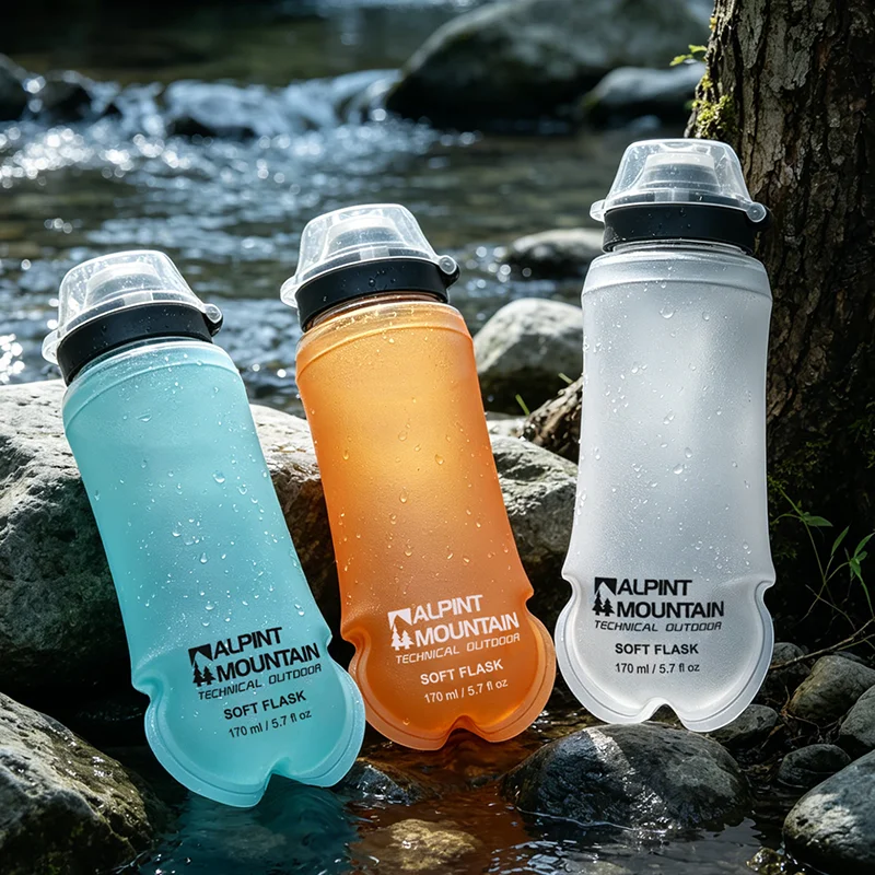 170ml Foldable Leak-Proof Soft Collapsible Nutrition Flask for Hydration Pack BPA Free TPU, Lightweight,Easy Open Cap Running