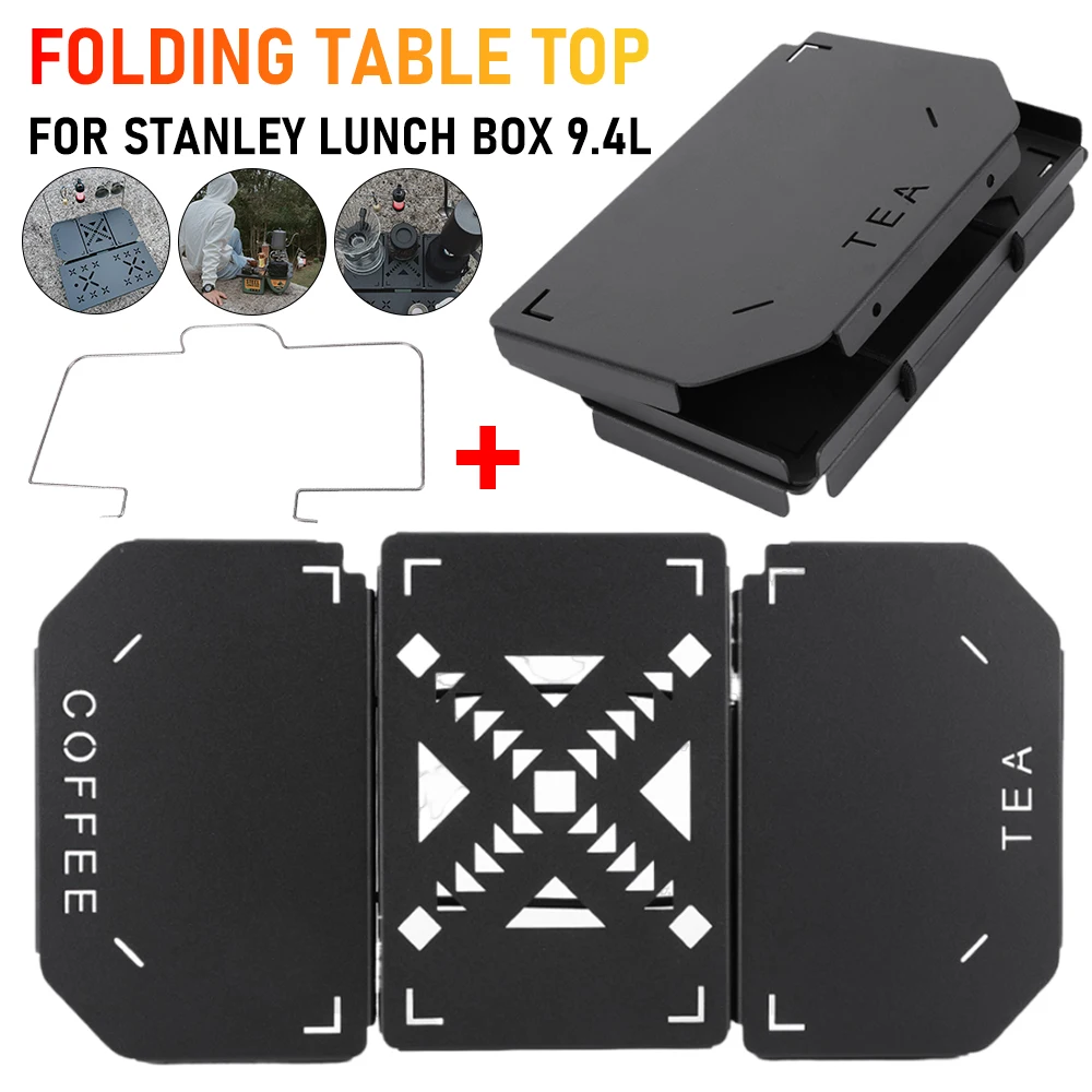 Folding Table Top Heavy Duty Mini Shelf Metal Aluminum Alloy For Stanley Lunch Box 9.4L Camping Gear Picnic Lunch Box Storage