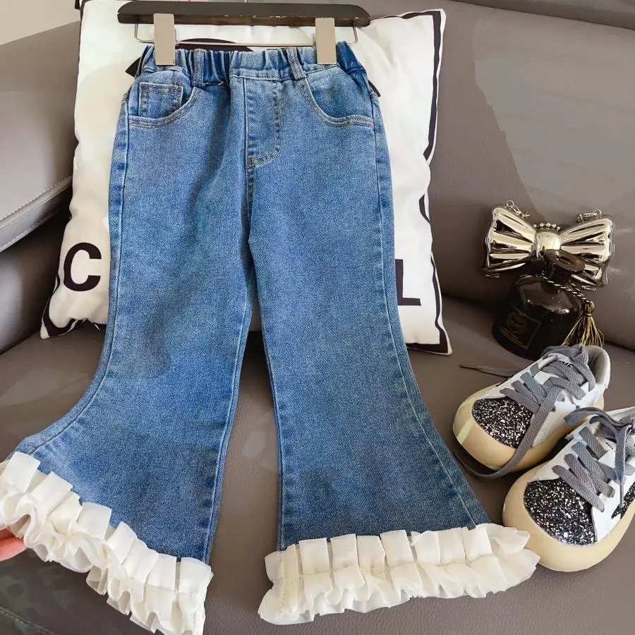 

Girls Jeans Trousers Spring Autumn 2025 Children Fashion Denim Pants For Baby Girl Princess Clothing Kids Leggings Outfits 6 7Y