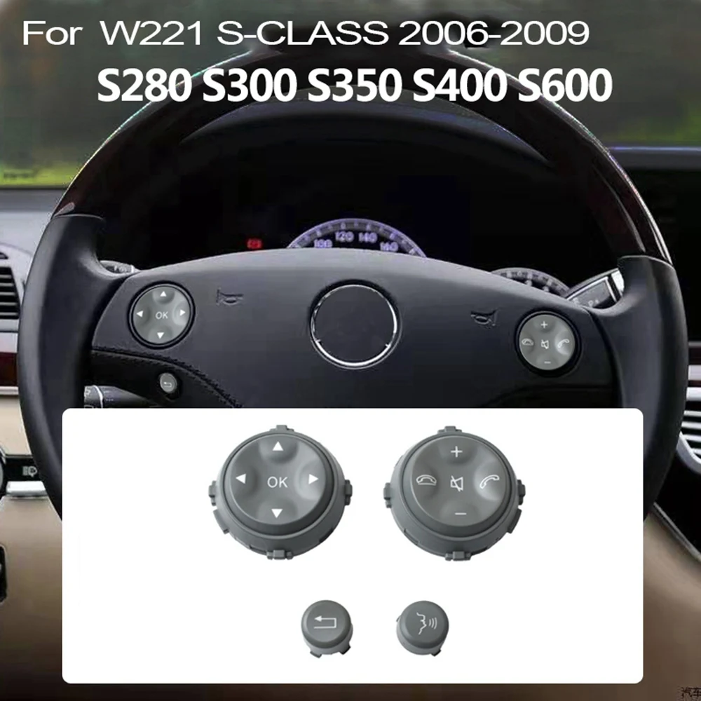 Car Multifunction Steering Wheel Button for Mercedes Benz W221 S-Class S280 S300 S350 S400 Grey