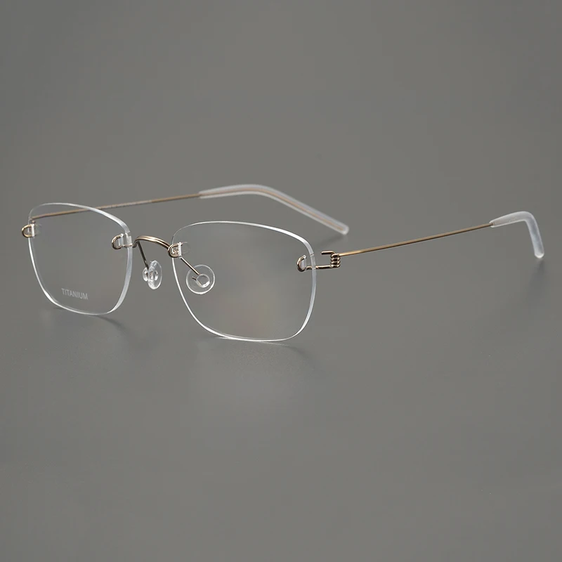 Fashion Men Square Business Rimless Glasses Frame Women Titanium Ultralight Thin Rim Eyeglasses Small Big Face Comfort Eyewear