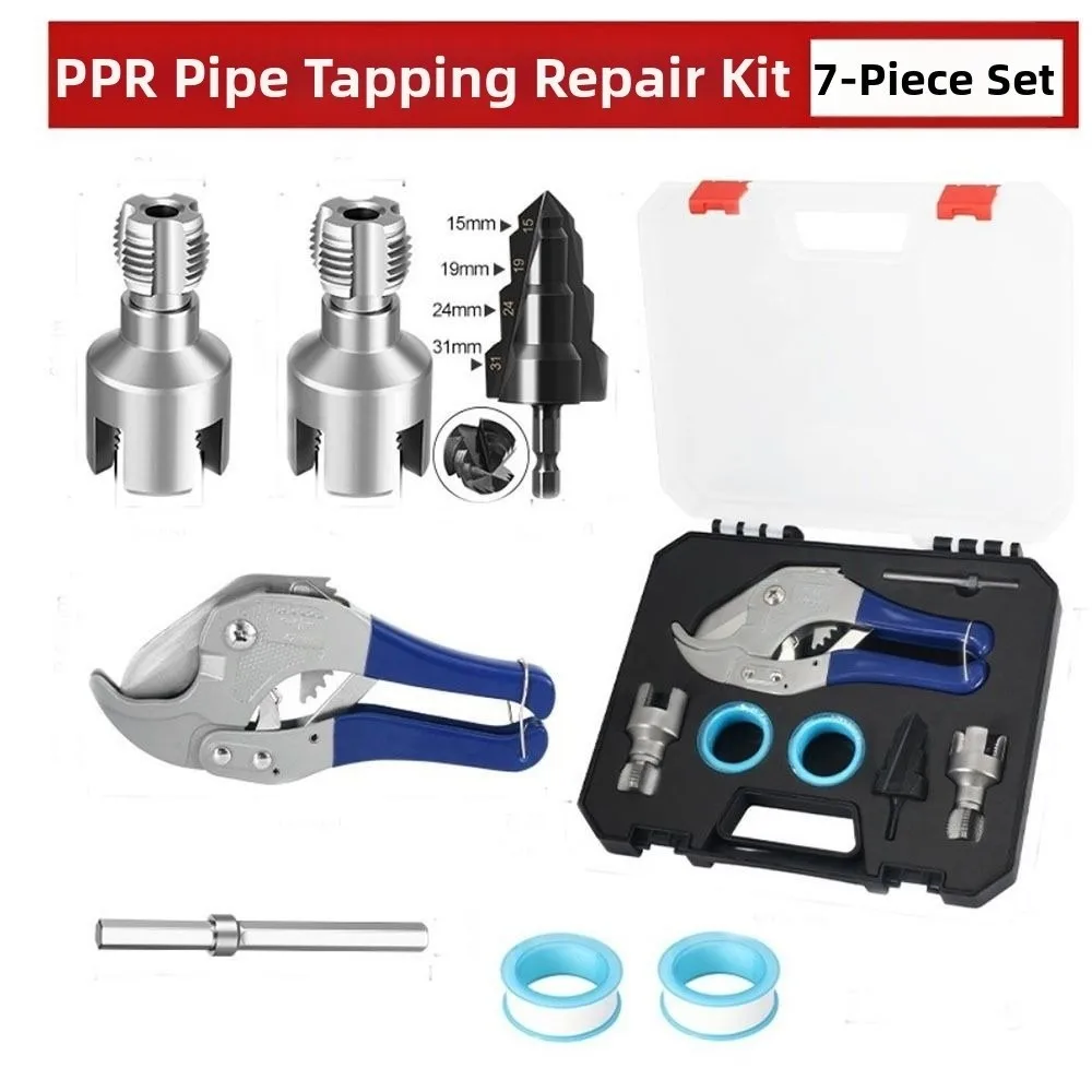 

7pcs/set Complete Threading Kit PPR Pipe Threading Kit Dies Reamer Internal External Taps Water Pipe Repair Tools