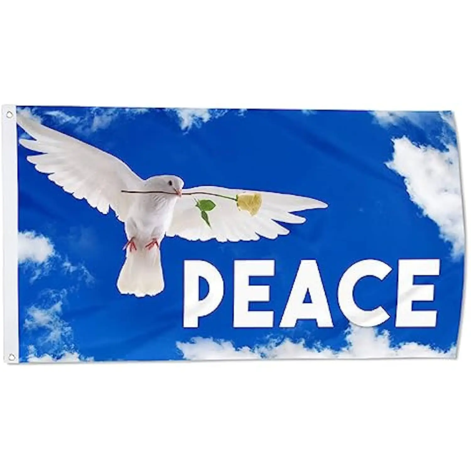 Dove With Yellow Rose Peace Banner Outdoor Indoor Decoration Flag 3x5FT 4x6FT Polyester Double Stitched