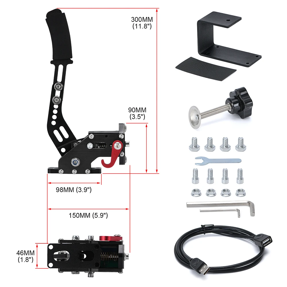 Frein à main USB pour jeux de course EpiAuto, acier et aluminium, 14 bits, réglable pour Windows PC, rallye, G25, G27, G29, T500