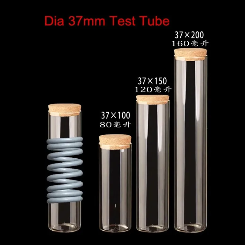 20pcs Dia 37mm 80ml/120ml/160ml Small Borosilicate Glass Test Tube with Cork Stopper Storage Bottles Wedding Gift Jars