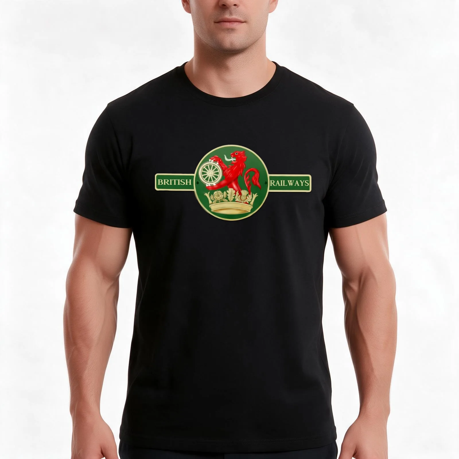 Vintage British Railways Crest by SignsOfTheTimes T-Shirt, Summer Casual Cotton Tee, Oversized Streetwear Tops, Unisex Men Women