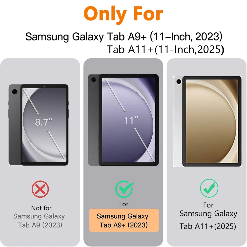 Tri-fold Tablet case for samsung tab A11+/A11 Plus 2025 SM-X230/X236, Auto Sleep/Wake, Adjustable Stand, Soft Silicone Cover