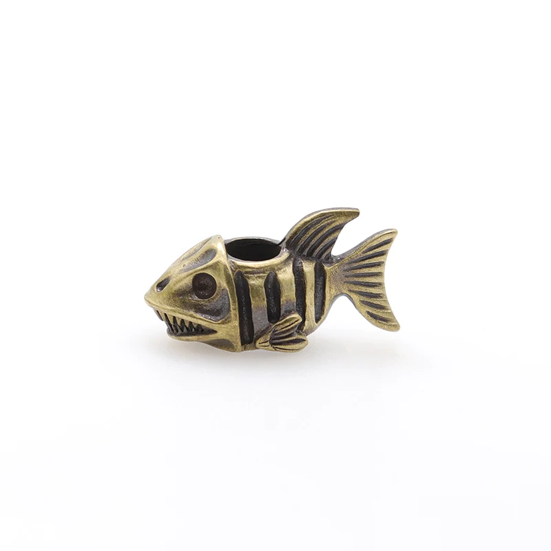 Fish Bone Knife Pendant Paracord Brass Knife Beads Key Chain Pendant DIY Ornament Accessory