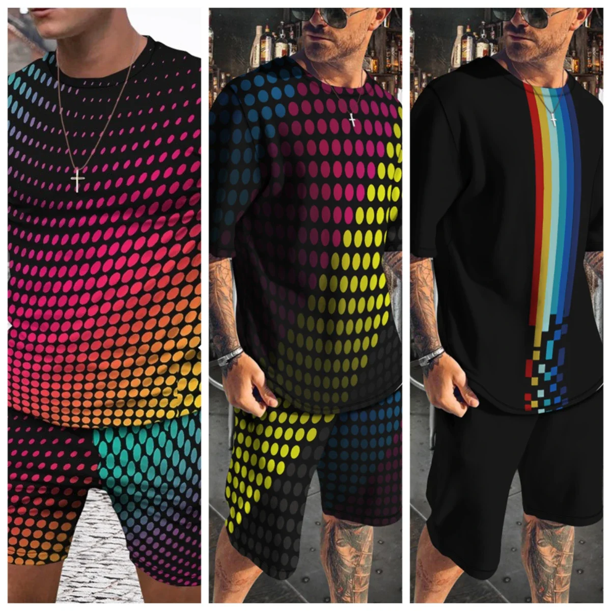 

2025 Summer Best-Selling Fashion Letter Pattern Printed Men's Short Sleeve Suit Casual Comfortable Simple Outdoor Street Suit