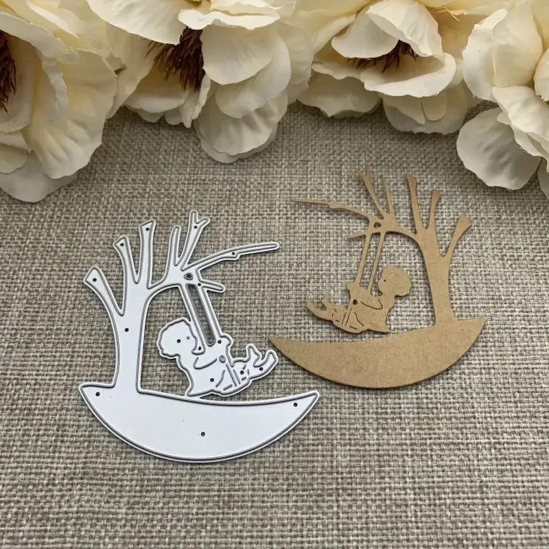 

Девушка, качающаяся круглая рамка, металлические штампы для DIY, скрапбукинг, декоративное тиснение, ручная работа, высечка, шаблон, форма