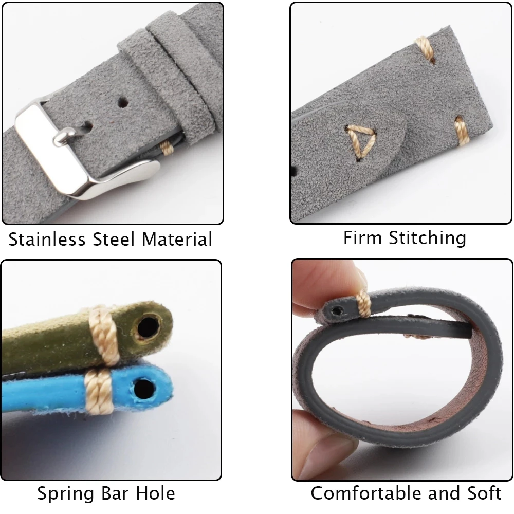 الجلد المدبوغ أشرطة ساعات اليد الأشرطة اليدوية للرجال 18 مللي متر 19 مللي متر 20 مللي متر 21 مللي متر 22 مللي متر الجلود حزام ساعة اليد البني الإفراج السريع معصمه