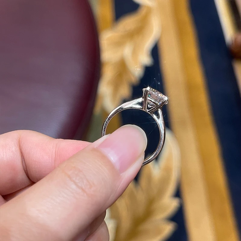 ANZIW 2 Karat ganz Moissanit-Ring, Braut-Sets, Silber 925, Solitär, Verlobung, Eheringe und stapelbare Ewigkeitsringe für Frauen – Detail 10