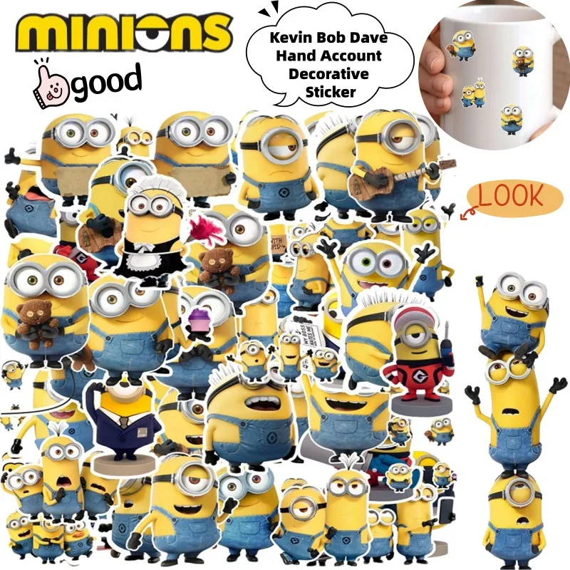 Pegatinas Decorativas de Minions, El Plan de Escape de Gru, con Kevin, Bob y Dave, Creativas, Divertidas, de Dibujos Animados, Lindas, para Decoración