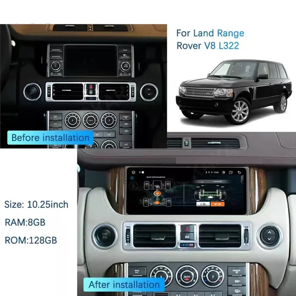 Car Radio Android 13 For Land Rover Range Rover V8 L322 GPS Navigation DSP Stereo Multimedia Player Carplay Head Unit