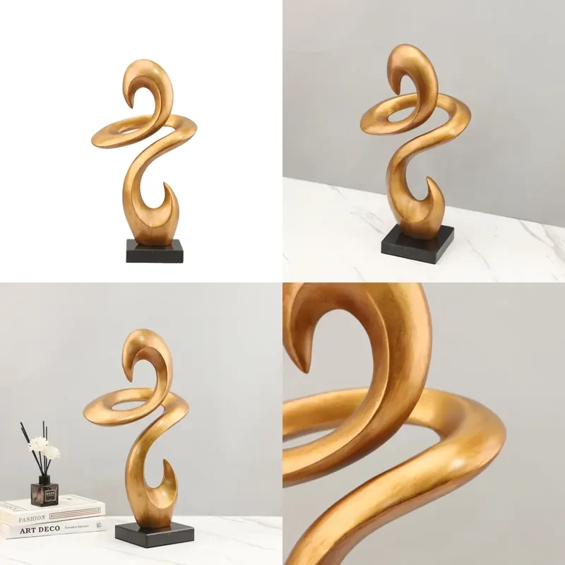 Modern Simple Resin Double Hook Twisted Line Handicraft Ornament for Living Room Entrance Study Desktop Home Decoration