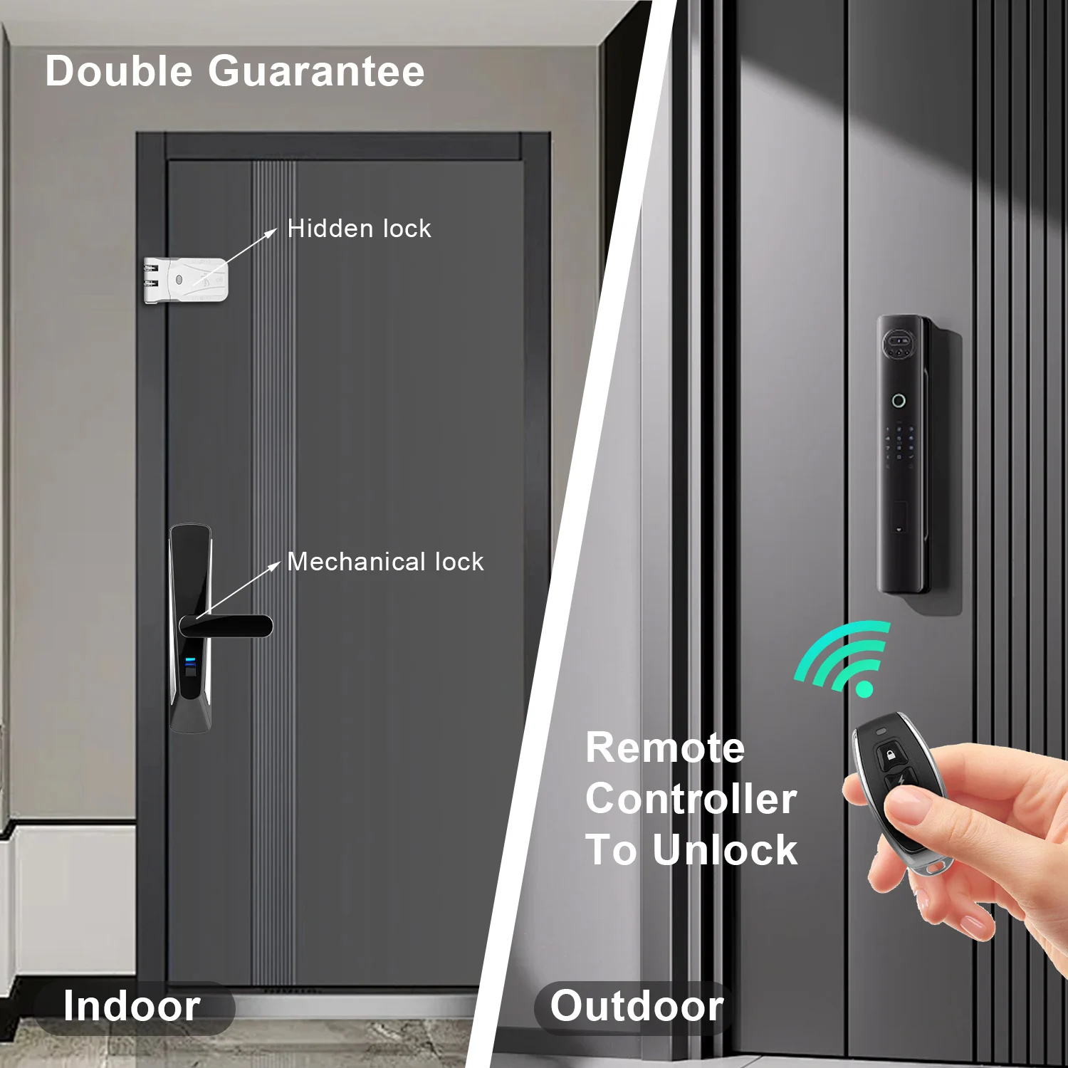 YiHESZ قفل باب بالتحكم عن بعد محرك مزدوج قفل يعمل باللمس/فتح 433 ميجا هرتز غير مرئي ديدبولت قفل ذكي Tuya App Control VS Wafu 026