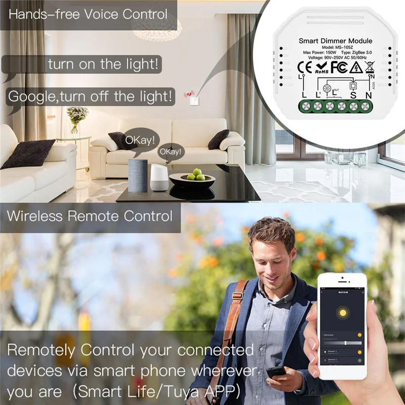 

【Livraison Rapide】1-позиционный модуль переключателя штор Zigbee с затемнением, умный переключатель, дистанционное управление через приложение для Alexa Google Home Voice