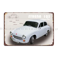 Syrena 105 Metal Sign Poster Funny Garage Decoration Pub Designing Wall Cave Tin Sign Poster