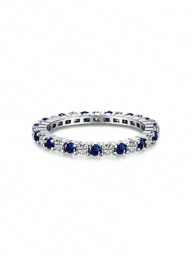 Women's 925 Sterling Silver Multicolored Full Zircon Stackable Ring