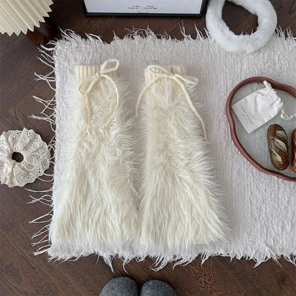 موضة محبوك الشتاء تدفئة الساق Y2K Harajuku فروي تدفئة الساق Kawaii غطاء للقدم جوارب طويلة الشارع الشهير #4