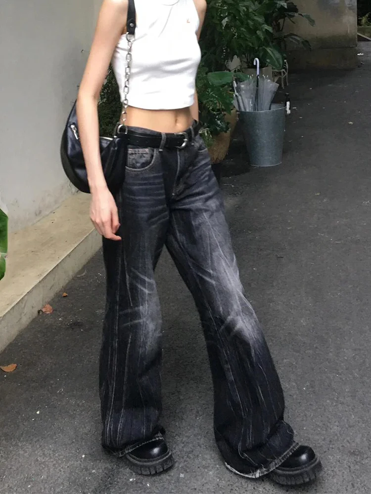 

Джинсы женские с высокой талией, прямые, в американском стиле, винтажный дизайн, свободные, стройнящие, в пол, для повседневной носки