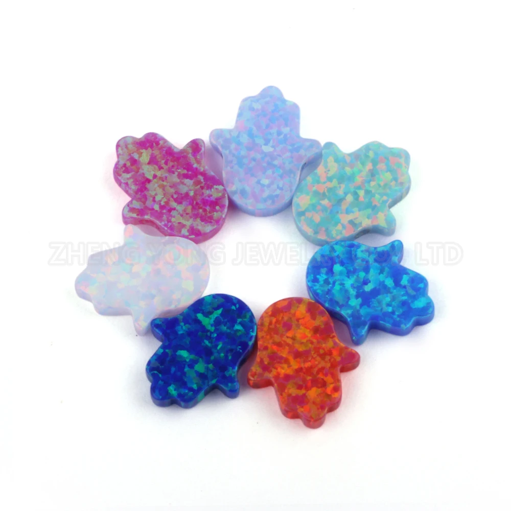 

1 Piece for Each Color, Fatima Hand Hamsa Beads for Jewelry Making 11*13mm Synthetic Opal Gems