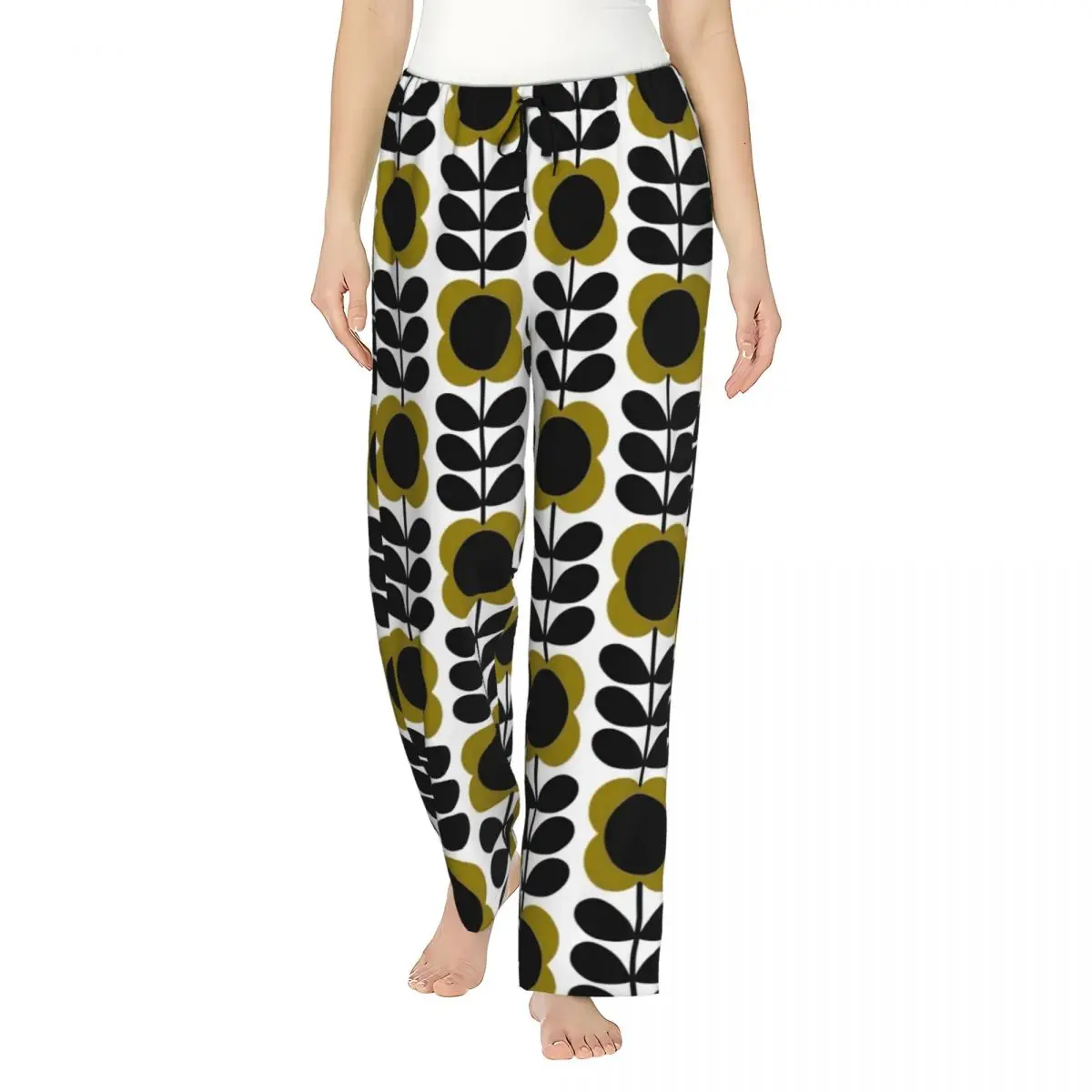 Custom Print Orla Kiely Multi Stem Pajama Pants for Women Scandinavian Floral Sleep Sleepwear Bottoms with Pockets