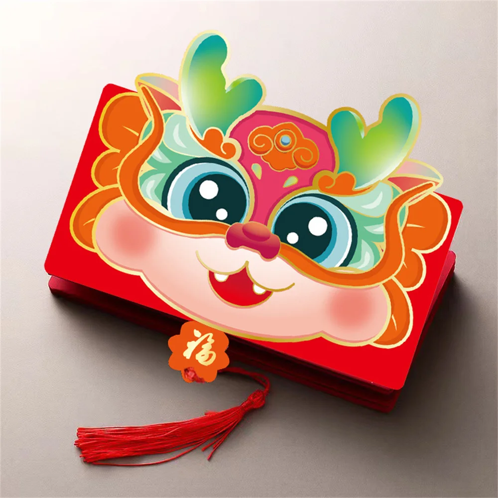 5/1PCS 2024 Red Envelopes 6 Card Slots Foldable Chinese Red Envelopes Year Of The Dragon Chinese New Year Red Envelopes Supplies