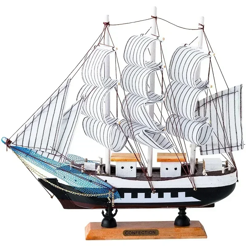 Wooden Smooth Sailing Sailboat Model Office Living Room Crafts Mediterranean Style Decoration  Creative Ornaments  New Ornaments