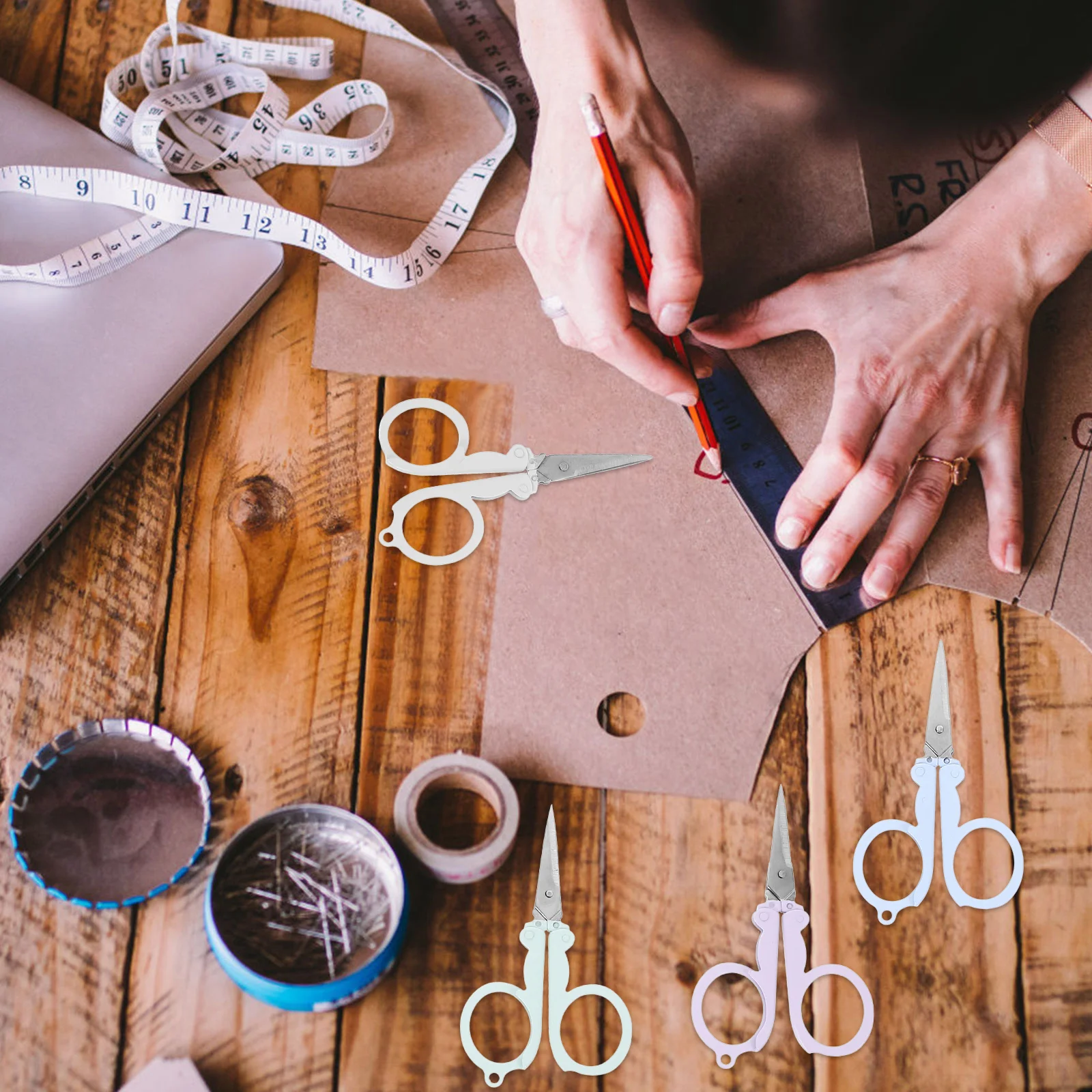 5Pcs Mini Scissors Lightweight Folding Scissors for Home Office Classroom Portable Small Cutting Tools Stainless Steel Thread