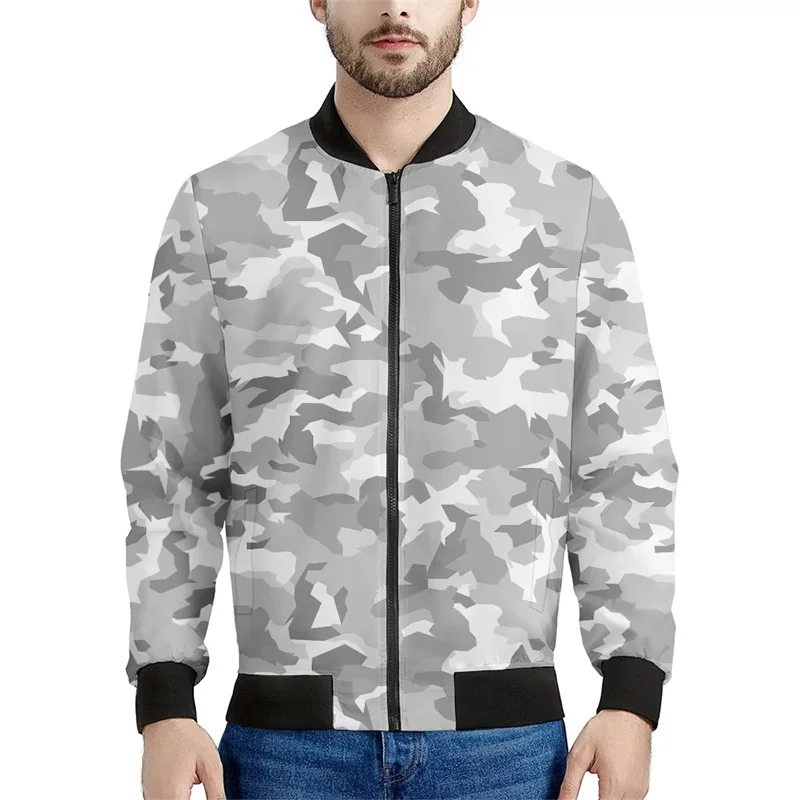 Camouflage Print Zipper Jackets For Men Clothes Casual Camouflage Bomber Jacket Men Golf Fashion Sportswear Coats