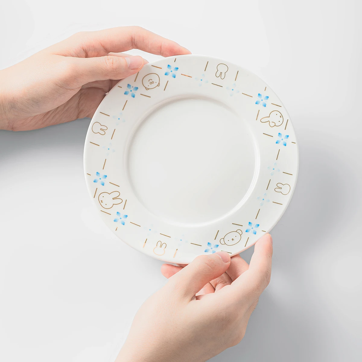 Miffy Dessert Plate, Flower Window Friends, Jingdezhen Porcelain Round Plate, Snack Fruit Dish,Side Salad Plate, Home Decor Gift