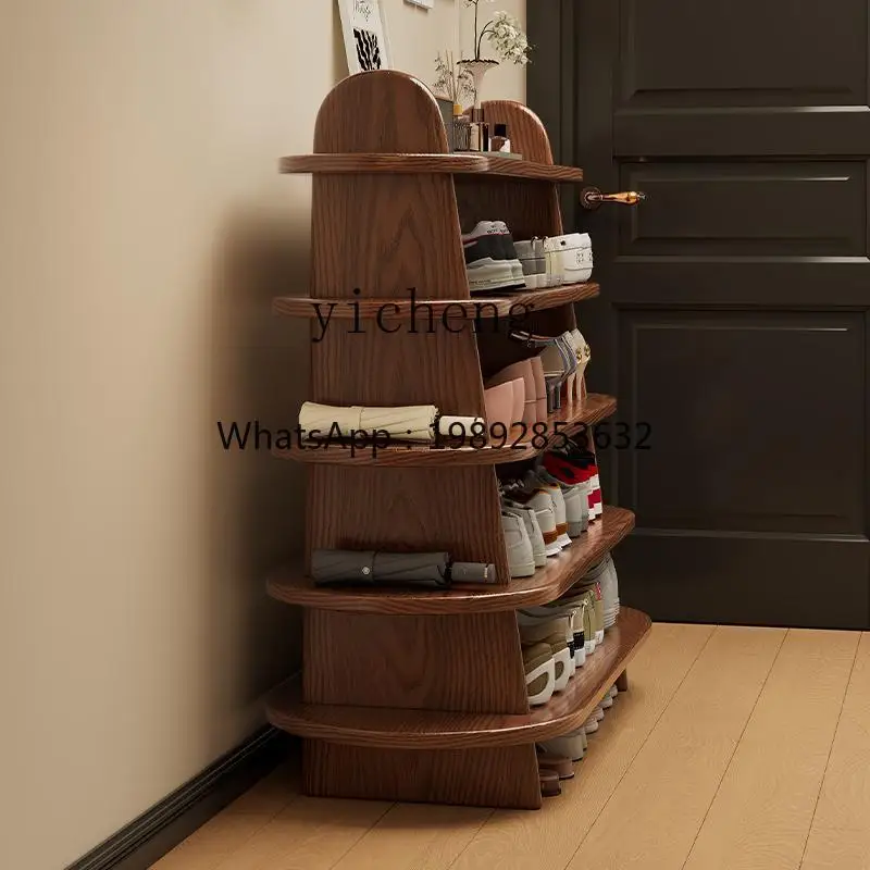 H9-oak shoe changing stool entry solid wood shoe stool household simple cabinet porch multi-layer storage shoe rack