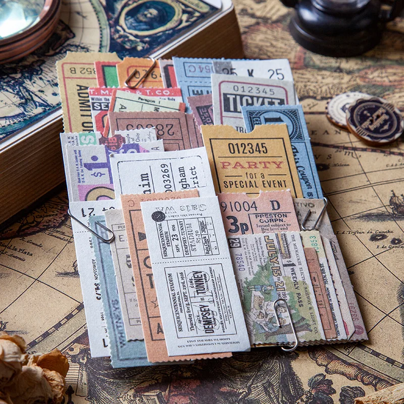 400 Pcs Vintage Time Ticket Collection Record Bills Large Pack Pack Junk Journal Scrapbooking Decoration Material Life Paper