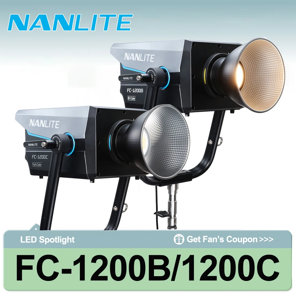 Nanlite FC-1200B Bi-color/FC-1200C RGB LED Spotlight Bowens Mount Photography Fill Light 1350W Continuous Light
