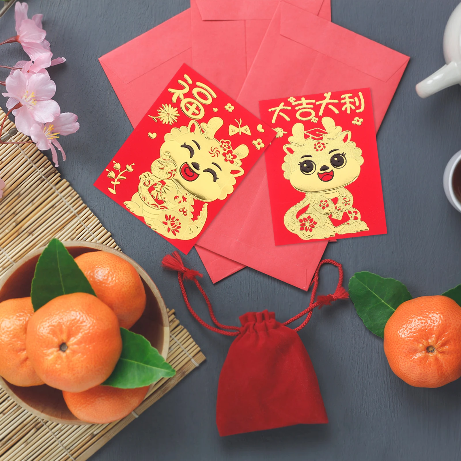 

30 Pcs Gift Red Envelope Chinese New Year Money Pockets Packets Envelopes Dragon Pattern Lunar
