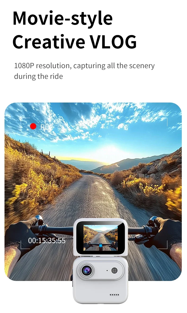 Action Camera Recorder Flip Screen 4K HD Ultra Clear Recording VLOG Anti Shake 143 ° Wide-angle Helmet Outdoor Mini Cam