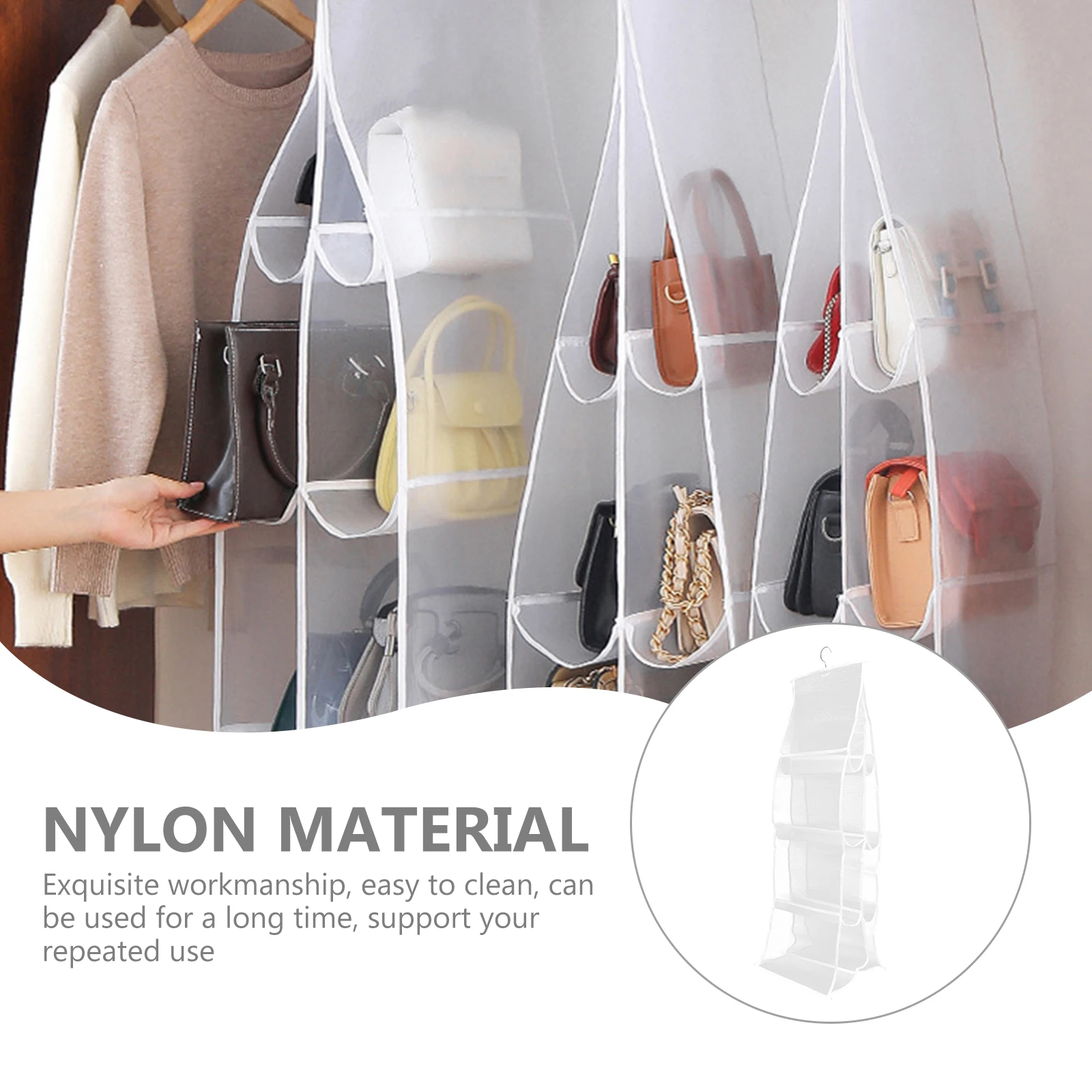 

Clear Multi layer Hanging Bag for H bags Storage Nylon Dustproof Pouches Home Dorm Office Tote Bag Storage Container Creative
