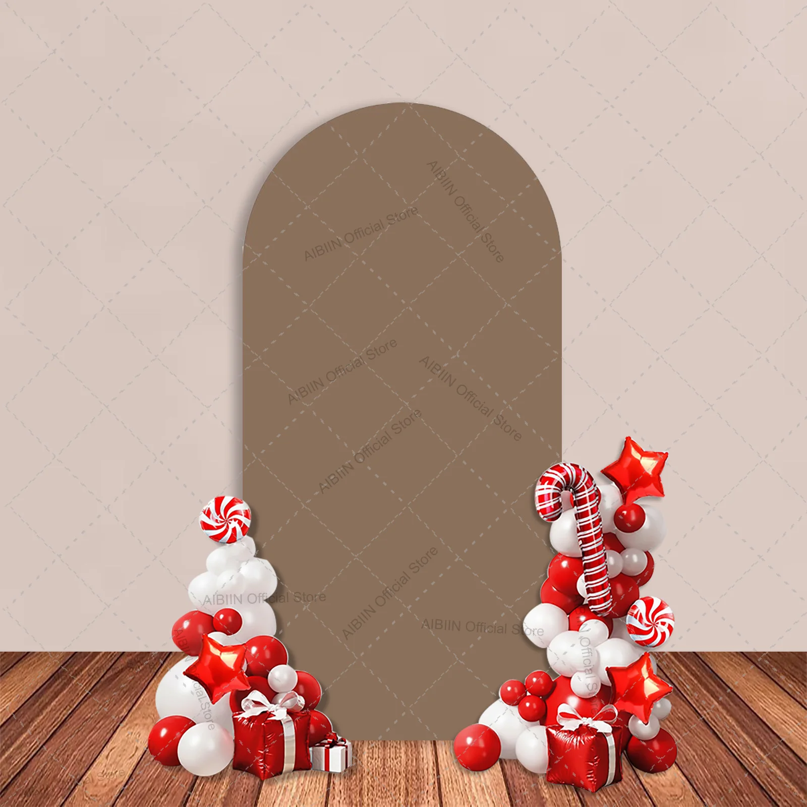 Brown Solid Color Arch Backdrop Cover Striped Wedding Birthday Baby Shower Party Decor Kids Cake Portrait Photography Background