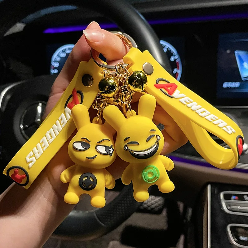 

miniso Cartoon 3D figurines, creative gifts, car couple key chain pendants