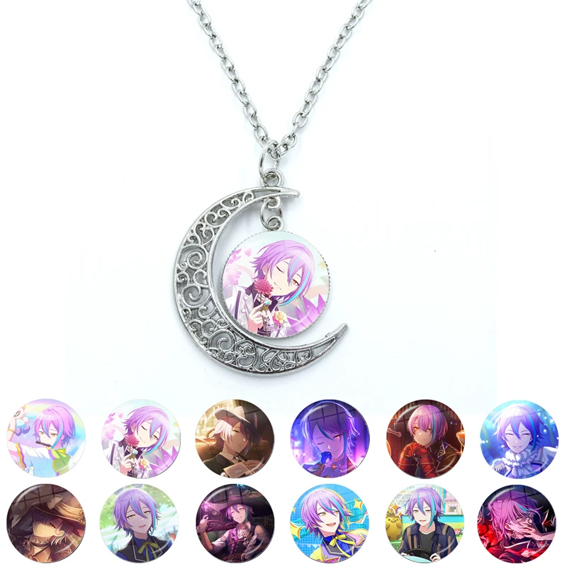 Project SEKAI Anime Wonderlands×Showtime Kamishiro Rui Glass Dome Cabochon Crescent Moon Necklace Statement Jewelry Gifts