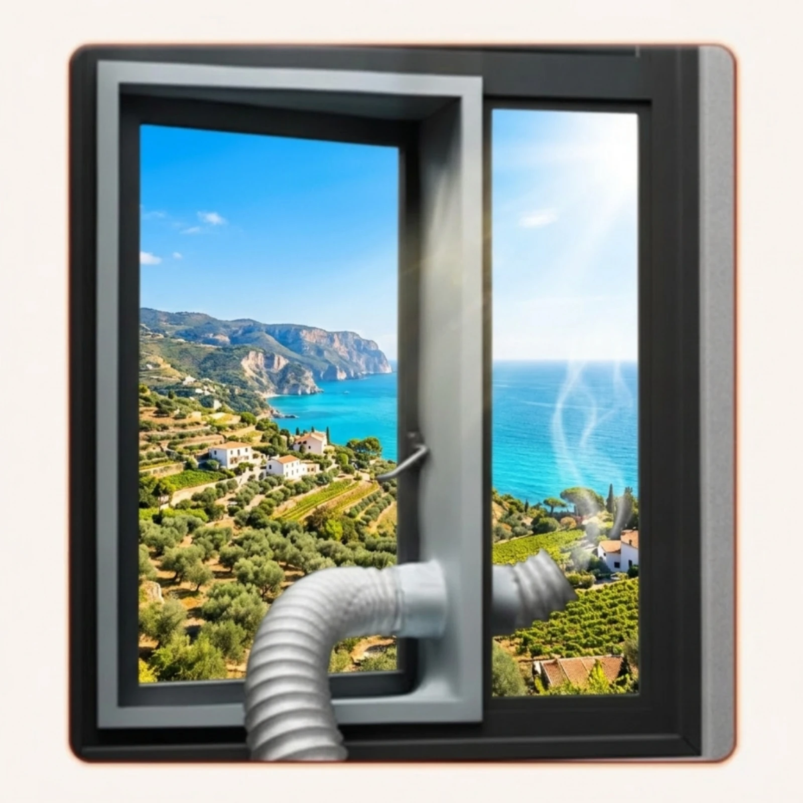 

Textile Window Seal with Hose Sleeve Flexible Portable Air Conditioning Window Seal Kit Baffle Vertical Horizontal