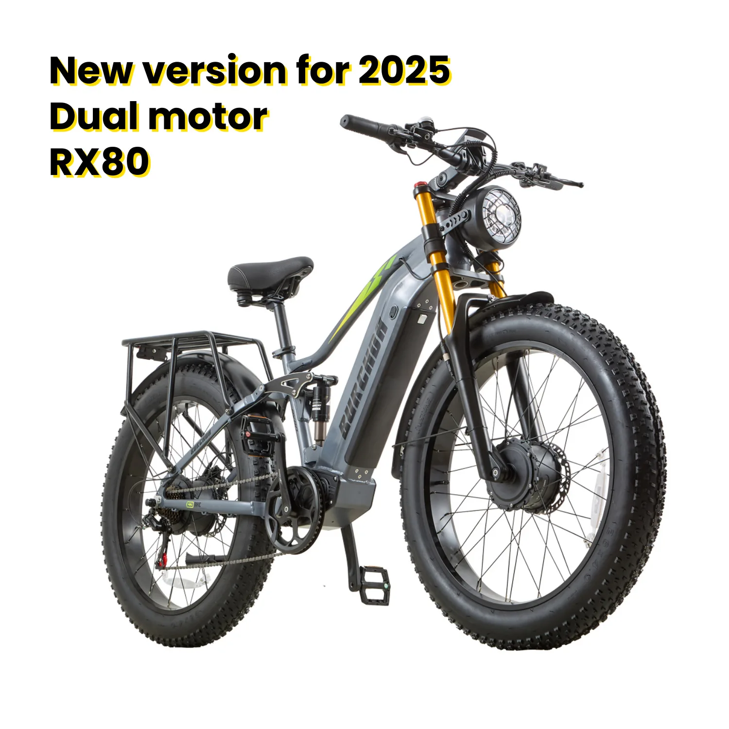 Overseas warehouse electric mountain bike snowmobile aluminum alloy 26 inch full shock absorption fat tire double drive electric