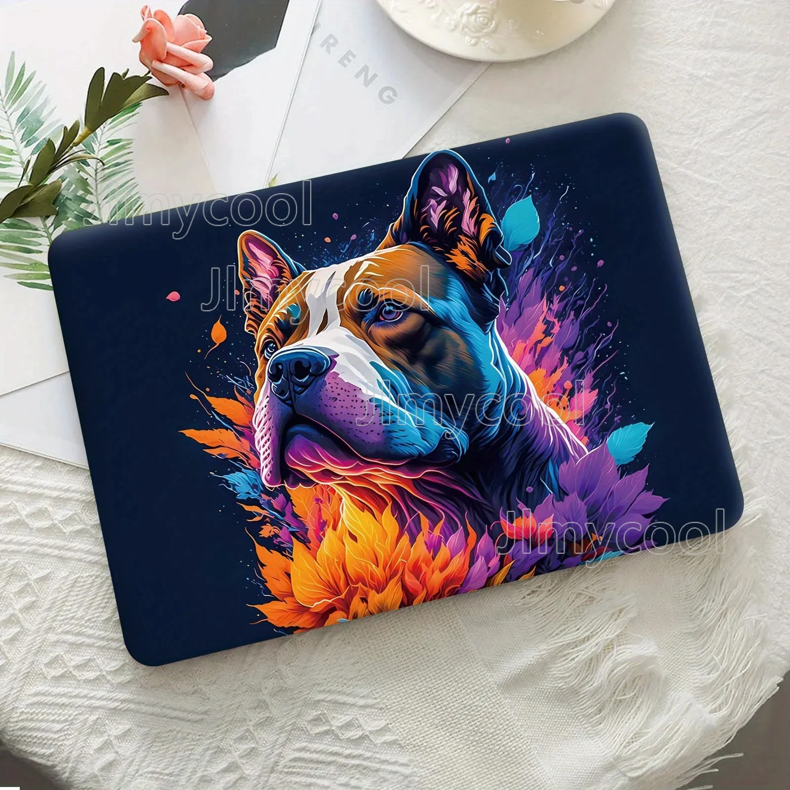 DIY A Set of 2 Colorful Cute Dog Pose Laptop Protector for 30.48-39 Cm Notebook Case Sticker Bright Color Decal Stickers