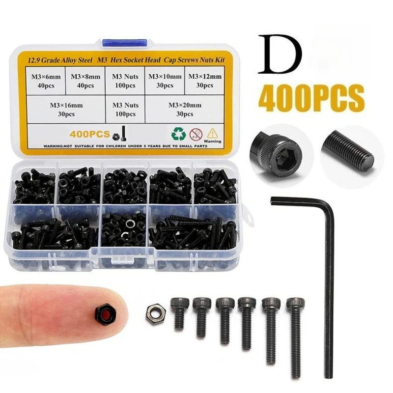 

304 stainless steel bolts and nuts set M2 M3 M4 M5 Hexagon Socket Allen Cap Head screw nuts set Allen Drive DIN912 for mechanic
