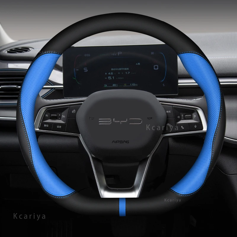 

Автомобильный кожаный чехол на руль BYD Atto 3 Act герметичный Tang F3 E6 Yuan Song Plus EV F0 Qinhan Dolphin S6, кожаный нескользящий чехол