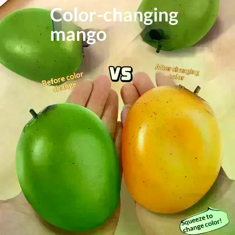 1Pcs Color-changing Mango Squeeze Ball Mango Stress Ball ASMR Sensory ADHD Anti Stress Relief Fidget Toys For Kids & Adults