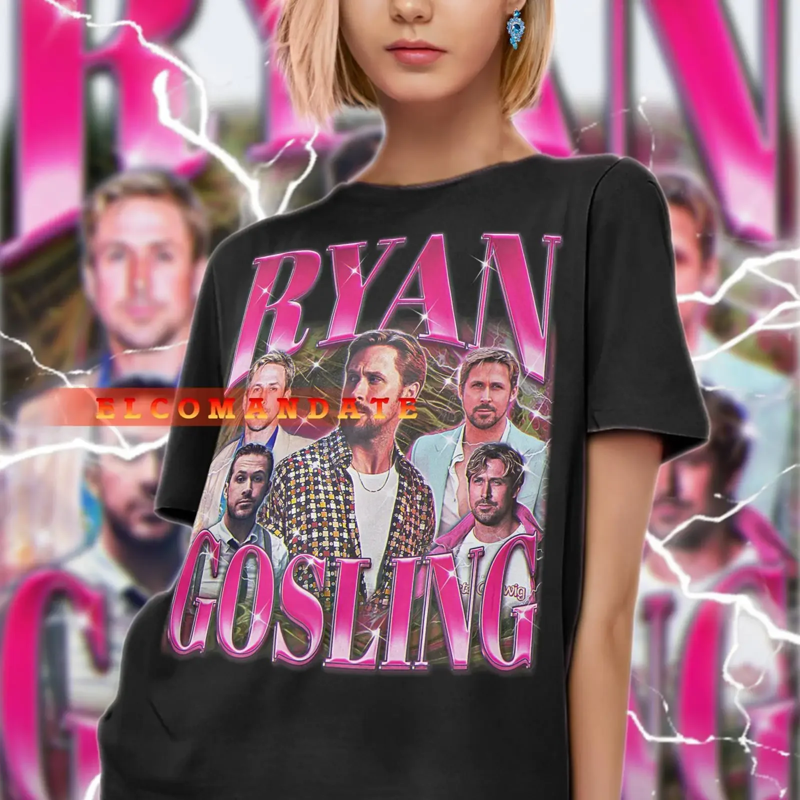 Vintage 90s Ryan Gosling Bootleg T shirt Casual Crew Neck  for Fans vintage Washed Versatile graphic streetwear